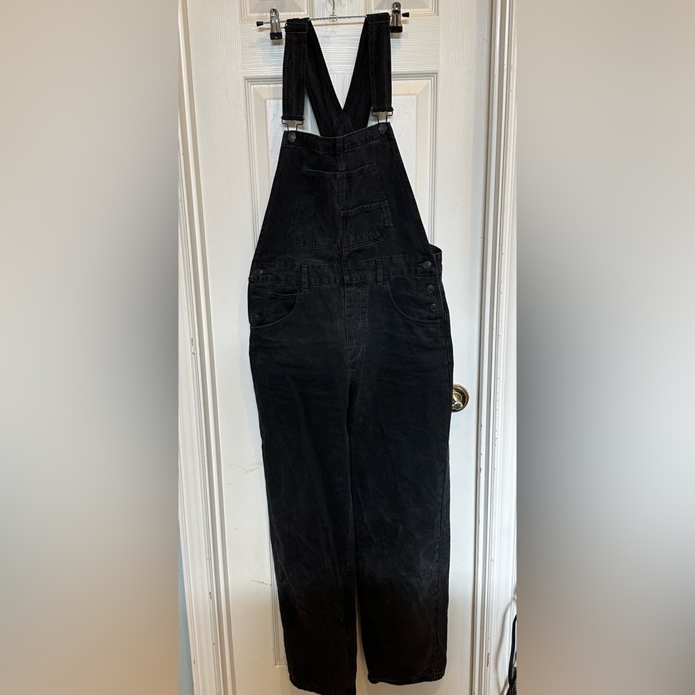 Free People We The Free Mineral Black Denim Overalls in size M